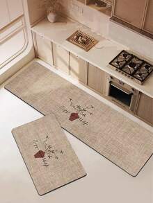 [HOT!!!] 1pc Soft Rubber Kitchen Mat, 3.5mm Thick Kitchen Rug, Plum Blossom Floral Patterned Design, Minimalist & Fashionable Style, Water-Absorbent Kitchen Mat, Can Be Customized To Fit Kitchen, Made Of Surface Fabric, Middle Sponge Layer, Bottom Rubber Layer, Suitable For Kitchen Rugs, Kitchen Decor, Wedding Decor, Home Decor, Bathroom Mats, Entryway Mats, Laundry Room Mats, Hallway Runners, Living Room Mats, Etc. - Multicolor - View 2
