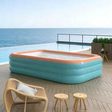 Piscina inflable, se pliega fácilmente después de su uso, transforma el jardín/patio en una piscina en segundos, diseño de 3 anillos - azul - Ver 5