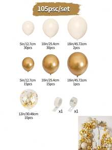 105 Pcs Sand White, Gold, Gold Glitter Balloon Arch Set, Suitable For Holiday Party, New Year Celebration, Birthday Party, Graduation Season Stage Decor, Bachelor Party Decoration - Gold - View 5