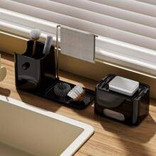 1 Set Dispensador de jabón de cocina moderno, que incluye dispensador de jabón líquido, escurridor, soporte para esponja y soporte para paño - Organizador de encimera independiente, escurridor de cocina, escurridor de platos, diseño ahorra espacio (No requiere montaje) - Multicolor - Ver 5