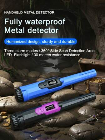 IP68 Vattentät Handhållen Metalldetektor För Vuxna Och Barn, Mini Detektorstav Med LED-Ficklampa, Hög Precision 360° Detektion Och 3 Alarmlägen, Levereras Med Bälteshölster, För Utomhusmetalldetektering På Stranden Och Under Vatten För Att Hitta Mynt
