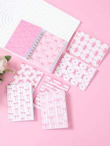 24pcs Pink Bow Mini Notebooks, Lined, Can Be Used As Memo Pads, Writing Pads, Portable Notepads, Suitable For Baby Shower Decor, Birthday Decor, Birthday Gifts, Great For School, Office, Stationery, Study Notes, Learning Supplies, Notebooks, Party Favor Fillers - Pink - View 7
