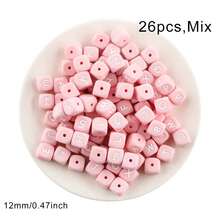 26pcs/Set, 12MM Silicone Letter Beads (Mixed Letters In White, Black, Green, Hot Pink, Etc.), Suitable For Making Handmade DIY Bracelets, Necklaces, Pens, Decorative Items, Handmade Crafts Accessories - Multicolor - View 17
