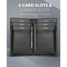 Bifold Front Pocket Slim Wallet RFID Blocking Minimalist Thin Leather Credit Card Holder Wallet For Men And Women C... - Cross Black - View 3