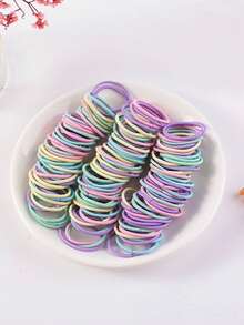 50/200pcs Colorful Hair Ties, Girls Hair Accessories Elastic Hair Bands, Fashionable Casual Everyday Hair Decorations - Multicolor - View 2