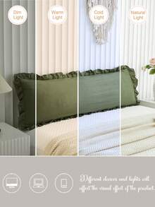 1pc Bohemian Ruffled Long Pillow Case - Soft Polyester Fabric, Olive Green Texture, Suitable For Bedroom Sofa - Decorative Lumbar Pillow, Winter Decor, Unisex, All Season - Army Green - View 5