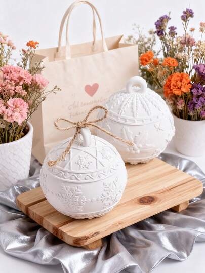 浮雕花卉硅胶模具，蜡烛杯模具，DIY雪花图案储物罐，浆果图案储物罐，节日手工礼物，新年礼物，DIY礼物