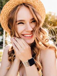 Checkered Stretchy Nylon Loop Bands Compatible With Apple Watch Band 38mm 40mm 41mm 42mm 44mm 46mm 49mm Black And White Checkboard Adjustable Braided Sport Soft Elastic Compatible With Apple Watch Strap SE Ultra Series 11/10/9/8/7/6/5/4/3/2/1 - Brown and White - View 7