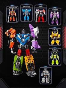 一套7合1合金陆海空变形机甲 - 坦克/飞机/航空母舰双模式组合机器人，男孩收藏益智组装玩具，精美礼盒包装，节日礼物 - 多款可選 - 查看 7