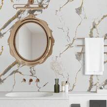 1 Roll Of Glossy White/Pink Marble Contact Paper, Suitable For Countertop Granite Wallpaper, Marble Is Peeled And Pasted Wallpaper, Self-Adhesive Removable Kitchen Wallpaper, Waterproof And Easy-To-Clean Vinyl Film Roll, Home Decoration