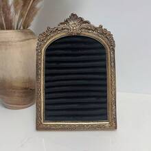 1件全新复古树脂卷轴天鹅绒首饰架，复古相框卷轴戒指托盘，项链耳环展示道具，适用于家居装饰艺术、节日礼物、首饰塔、耳环架、首饰收纳、经典首饰道具、复古设计 - 彩色 - 查看 14