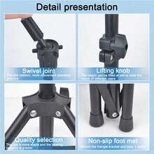 假发支架三脚架，适用于美发师练习造型展示，真人发模特头，美容娃娃训练头，可调节金属支架