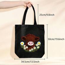 Tote Bag Embroidery Set,Beginners Embroidery Set, DIY Craft Sets For Beginners, Includes Bag With Highland Cow,Colo... - Black - View 5