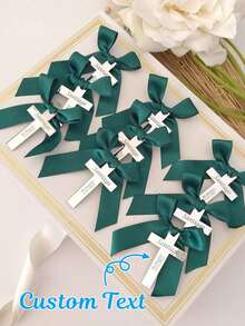 10 PCS Custom Cross Tags Personalized Engraved Name Cross With Hole For Baptism Party Table Decorations Gold Silver Mirror Acrylic Cross Christening Favors Gift Tags Communion Confirmation Sacrament Souvenir Decorations (The Order Does Not Include Ribbons)