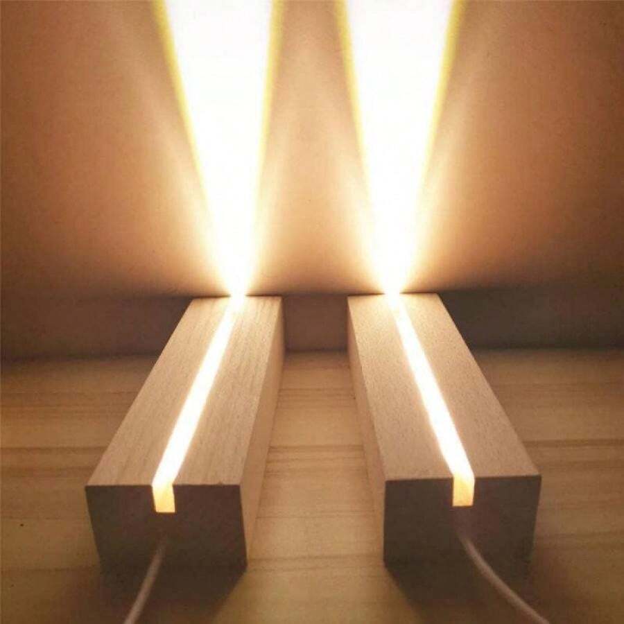 1个加厚3D亚克力发光底座，长方形实木LED夜灯，亚克力，水晶，夜灯，玻璃树脂艺术发光底座，水培植物玻璃瓶灯底座DIY照明装饰，情人节礼物个性化照片氛围灯底座，菜单展示架，USB供电