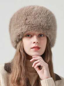 Women's Winter Faux Fur Elastic Hat, Cossack Style, White Warm Cap, Suitable For Cold Weather - Mocha Brown - View 3
