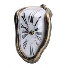 [Surrealist Art] Melted Clock | Wall Clock | Art Inspired | Surrealist | Decorative | Home Office Desk - Vàng cổ điển - Xem 6