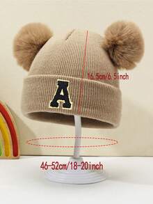1 件婴儿字母针织帽，柔软、温暖、舒适，适合男孩和女孩秋冬季户外使用。