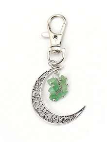 1pc Elegant Casual Zinc Alloy Natural Asymmetrical Crystal Keychain Moon Alloy Pendant Lapis Lazuli Amethyst Charm
