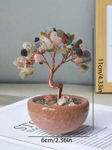 1 件水晶树装饰、圣诞桌面装饰礼物、家居装饰、办公桌装饰、派对礼品、卧室装饰、办公室装饰、房间装饰、房屋装饰、办公桌配件、桌面装饰、优秀的教师礼物、办公桌用品、粉色装饰、水晶饰品、婚礼用品