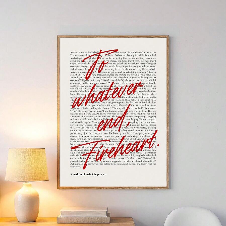 1pc Framed/Unframed Kingdom Of Ash Book Quote Canvas Poster Bookish Literary Bookclub Wall Art Print Minimalist Reading Nook Aesthetic Decor Painting For Book Lover,Living Room,Bedroom,Modern Home Decoration - Multicolor - View 1