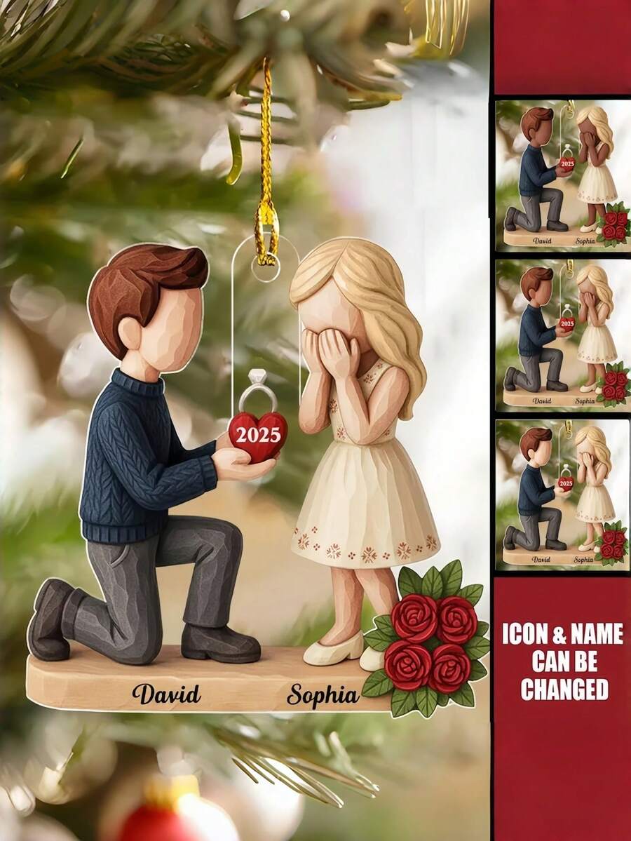 Customized Proposal Accessories, Personalized "She Said Yes" Acrylic Decor, New Engagement Couple Commemorative Gift, Wedding Christmas Home Decor - Multicolor - View 1