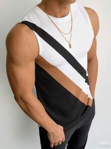GRDR 1pc Men's Summer Casual Crew Neck Sleeveless Tank Top - White - View 4