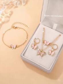 5/4 Stücke Mädchen modische und elegante Schmetterling Muster Quarz Uhr, geeignet für Mädchen zum Tragen, kombiniert mit Schmetterling Schmuck Halskette, Armband und Ohrring Set, ist die perfekte Wahl für Mädchen Geburtstag/Feiertag Geschenke, geeignet für den täglichen Gebrauch wie Schulrückkehr, Partys und Reisen. Weihnachtsgeschenke, Abschlusszeit, Valentinstag, perfekte Geschenke für Mädchen - Verschiedenfarbig - Übersicht 11