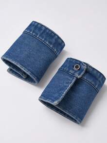 Blue & Black Casual Washed Denim Detachable Pointed Collar - Denim Fake Collar - View 3