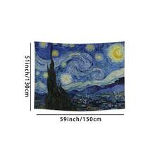 1pc Vibrant Van Gogh Starry Sky Fluorescent Peach Skin Velvet Tapestry - UV Black Light Reactive, Boho Chic Wall Hanging For Living Room, Bedroom, Dorm Room - Easy To Hang With Free Installation Accessories, Perfect Home Decor For Art Lovers