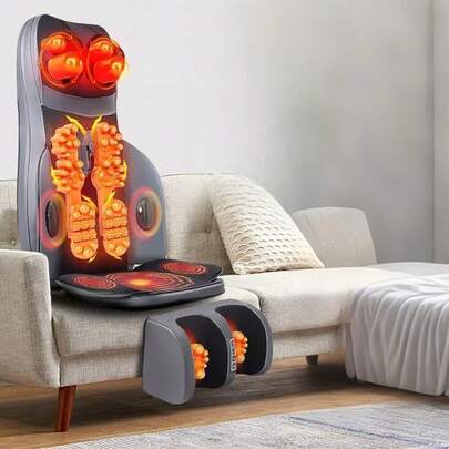 Shiatsu Neck & Back Massager With Heat, Massager Chair Pad With Deep-Kneading Nodes, Adjustable Seat Massager For Full Body Relaxation, Use At Home Office