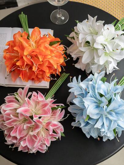 1pc/3pcs/6pcs Elegant Artificial Lily Flowers, Home Decor For Living Room, Bedroom, Dining Table, Photography Props, Romantic Floral Arrangement