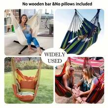 1pc Colorful Striped Canvas Hammock Chair, Without Pillow Or Cushion, Indoor/Outdoor/Camping Swing Chair, Suitable For Family Leisure