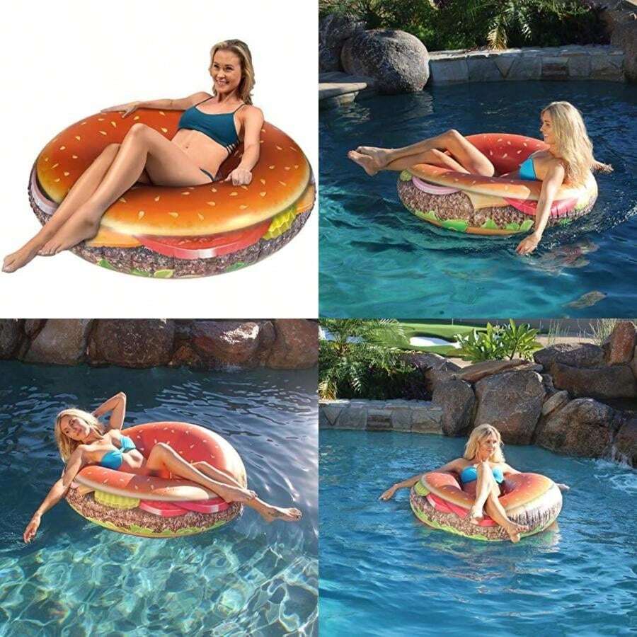 GoFloats Tubo para Fiesta Hamburguesa de Queso - tamaño y Diversión Gigante Que Dejará Hambriento para más(default) - Multicolor - Ver 1