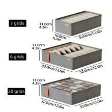 1个布艺内衣收纳盒，可折叠收纳盒，家用收纳 - 灰色 - 查看 5