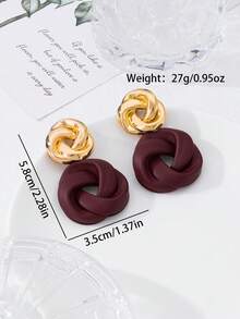 1pair Charming Fashionable Versatile Geometric Metallic Paint Earrings - Orange - View 8