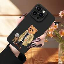 Protege tu Teléfono con una Funda Suave de Teléfono Simple con Patrones de Perro y Oso, Impresión UV, Cubierta Mate de Protección Completa de 360 Grados para Apple  11 12 13 14 15 16 17 Pro Max, el Mejor Regalo de Cumpleaños para Niña o Niño - Negro - Ver 10
