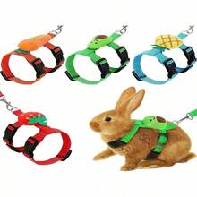 طقم سرج أمان قابل للتعديل للأرانب - تصميم كرتوني، مع سير تنفس، مناسب للأرانب والحيوانات الأليفة الصغيرة، مصنوع من البوليستر، بطول لا يزيد عن 4 أقدام - متعدد الألوان - مشاهدة 1