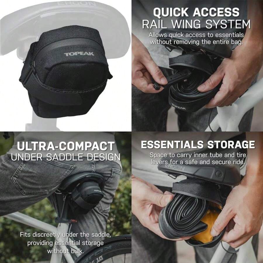 Topeak Bolsa de Manillar para Bicicleta, Negra, 23 x 14 cm, 3.8 L, 3 Compartimentos, Montaje en Manillar, Correas Antideslizantes(S Negro -) - Multicolor - Ver 1