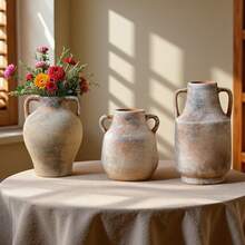 1 Stück Keramikvase im Wabi-Sabi-Stil, geeignet als Tischdekoration, Boho-Akzent-Topf für Blumenarrangements im Wohnzimmer, Esszimmer, Büro, Schlafzimmer oder rustikalen Außenbereich - Rostbraun - Übersicht 2