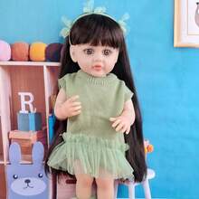 55厘米仿真长发公主娃娃，全乙烯基材质，可水洗，适合过家家，圣诞礼物。 - 綠色 - 查看 6