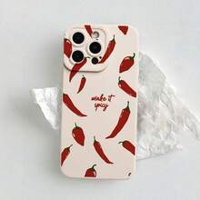 Painted Graffiti 1pc Spicy Chili Pepper Print Phone Case, Compatible With IPhone 17, 16, 15, 14, 13, 12, 11, Plus, Pro Max Series, Personalized INS Style Protective Cover, Minimalist TPU Anti-Fall Fashionable Protective Case, High Aesthetic Design - Multicolor - View 5