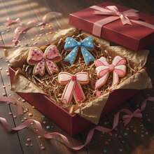 Bộ 1/6 khuôn cắt bánh quy hình nơ dễ thương - Khuôn nướng bánh hình ruy băng đáng yêu, dễ tháo lắp để làm bánh quy, kẹo mềm & đồ trang trí DIY, lý tưởng cho tiệc sinh nhật, làm bánh ngọt & đồ dùng nhà bếp cho những người yêu thích làm bánh ngọt - Hồng - Xem 11