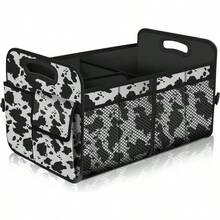 Car Trunk OrganizerCar Storage Organizer With 72L Large Capacity Waterproof Collapsible And 11 Pockets Trunk Organizer For Car Suv//Sedan Large Size Cow Print - Cowprint - View 1