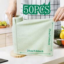 XFH 1 Roll 50 Pieces/ Reusable Microfiber Cleaning Cloth, Super Absorbent Durable Dishcloth, Replace The Washing Towel, High-Efficiency Cleaning Multipurpose Towels, Hand Tear Dish Towel, Suitable For Kitchen, Bathrooms, Perfect Choice For Holiday Gifts - 湖藍 - 查看 4
