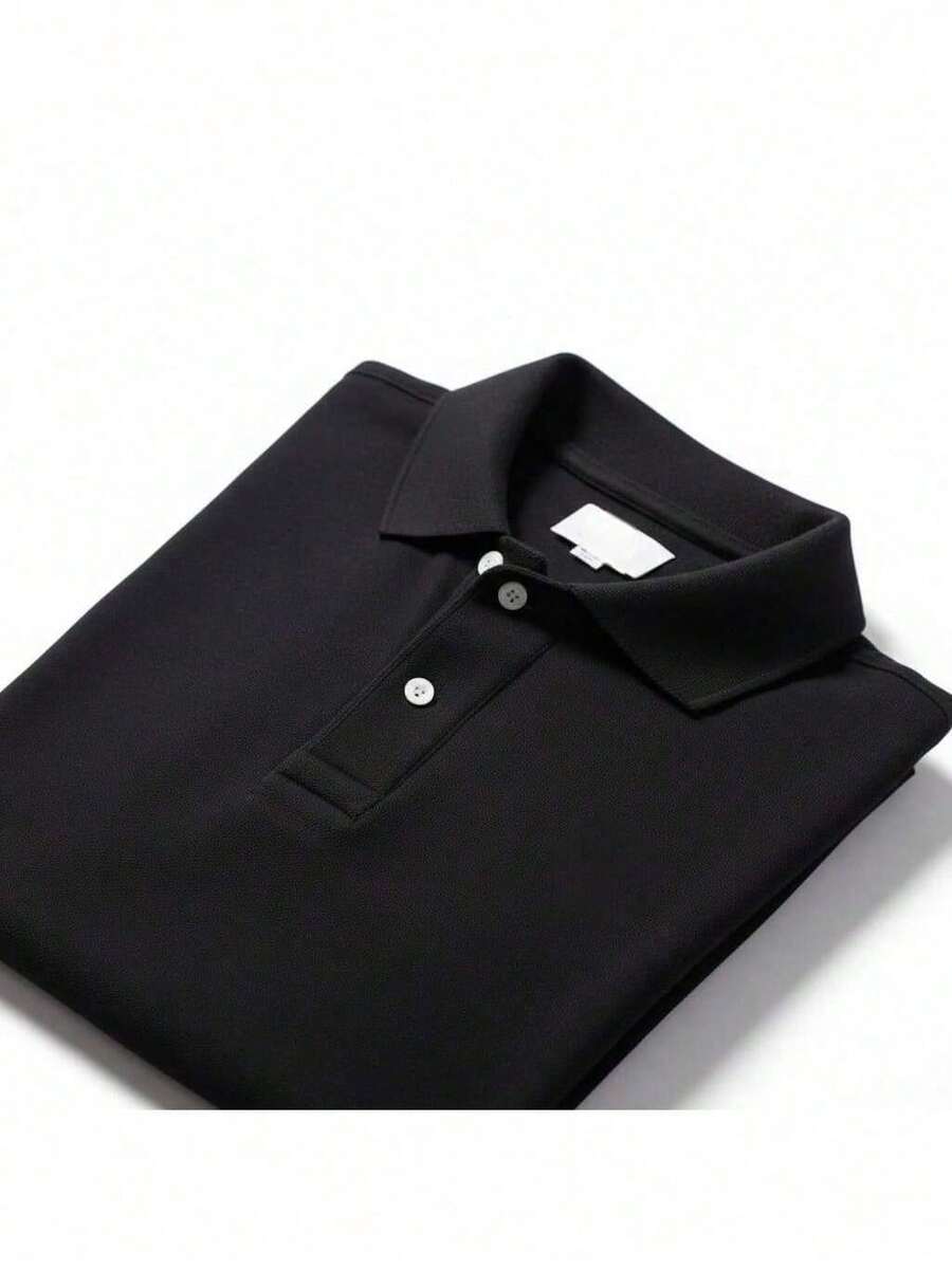 Men's Polo Shirt, Short Sleeve, Crocodile Print. - 黑鱷魚 - 查看 1