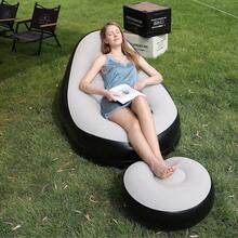 1 Set Sofá Inflable Casual, Sillón Reclinable Plegable, Sofá Perezoso y Reposapiés, Sofá de Ocio de Terciopelo Plegable con Reposapiés, Sofá para Siesta con Reposapiés, Sofá y Silla - Multicolor - Ver 4