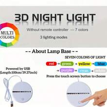 1 قطعة ضوء ليلي زخرفي بتأثير بصري ثلاثي الأبعاد بشكل طائرة، خيارات 7 ألوان، مفتاح لمس، قاعدة بيضاء، مصباح مكتبي/سرير صغير، هدية رائعة للأصدقاء