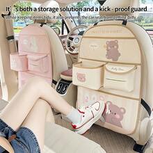 Multi-Functional Storage Bag With Multiple Compartments, Cute Bear Design, Faux Leather, Ideal For Car Interior Decor And Accessories, Car Seat Back Organizer|Playful Design|Durable Storage Bag, Car Seat Back Organizer, Car Seat Back Organ - Túi đựng đồ cho thỏ - Xem 3