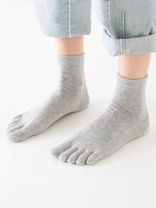 6 Pairs Men's Multi-Color Casual Business Versatile Moisture-Wicking Odor-Resistant Five Finger Toe Socks, Suitable For Daily Wear